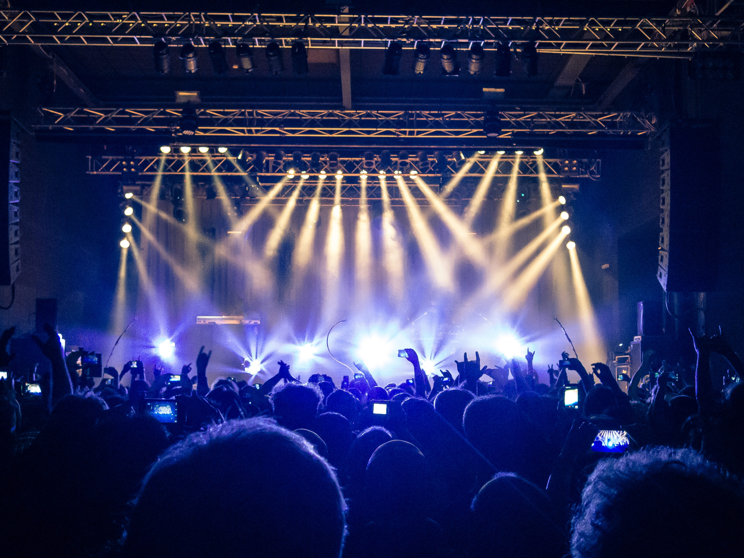 Concert,Crowd,Attending,A,Concert,,People,Silhouettes,Are,Visible,,Backlit